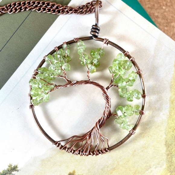 Shop Char’s Jewelry - Peridot tree of life wire wrapped necklace